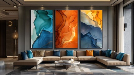 Lavish panel wall art marble canvas with feather artistry tailored for an upscale wall decoration - obrazy, fototapety, plakaty