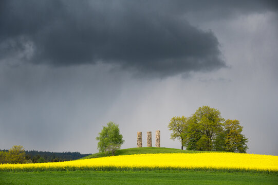dramatic waether conditions on a small hill called galgenberg in lower austria