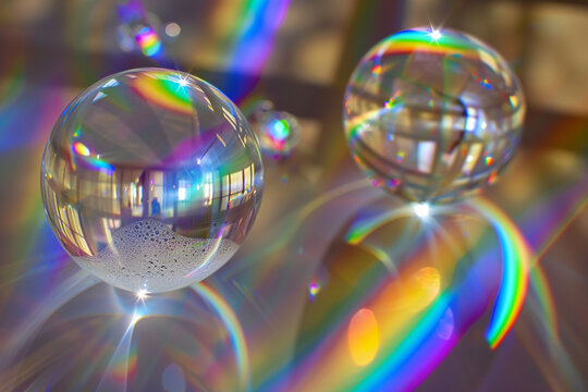 The interplay of light and shadow on a soap film stretched across a bubble, revealing hidden reflections of a 5th-dimensional world, super realistic