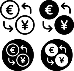 為替取引　ユーロと円　アイコンセット