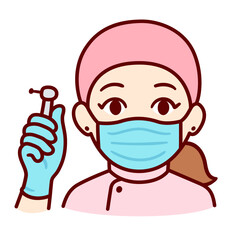 Cute cartoon female dentist character
