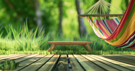 Colorful Hammock in Sunny Garden

