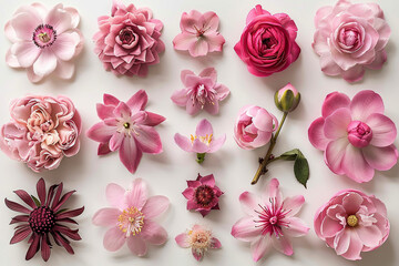 Collection of various pink flowers 