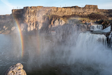 Shoshone Falls and Power station rainbow  in spring