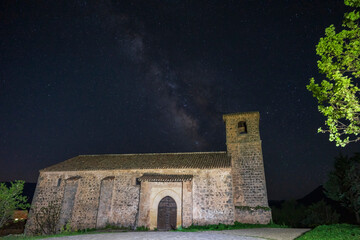 milky way stars over old church of the Holy Spirit,  stellar viewing point of the star route in...