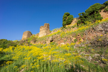 castle ruins, Riópar Viejo ,Albacete province, Castilla-La Mancha, Spain - obrazy, fototapety, plakaty
