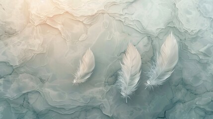 Fototapeta premium Marble and feather themed panel wall art merging natural beauty with modern design for wall decor