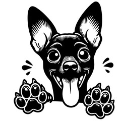 Peeking Dog Vector Illustration