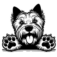 Peeking Dog Vector Illustration