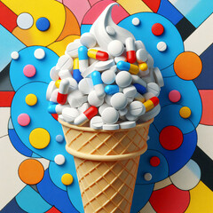  ice cream cone with pills - 790965146