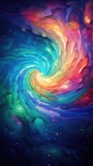 Fototapeta premium A mesmerizing display of galactic swirls in rainbow iridescence, with soft lighting that creates a mystical aura in space
