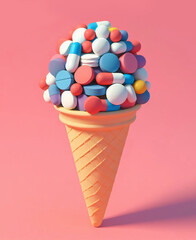 ice cream cone with pills - 790965161