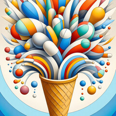  ice cream cone with pills - 790965180