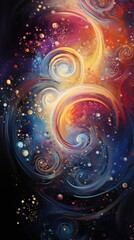An ethereal galaxy scene with spirals in shimmering colors, bathed in gentle diffuse light that enhances the spectral quality