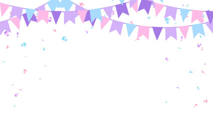 Banner with garland of flags and confetti for holiday, party, birthday, carnival, festival vector illustration - 790966532