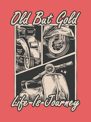 Scooter vintage style illustration for t-shirt