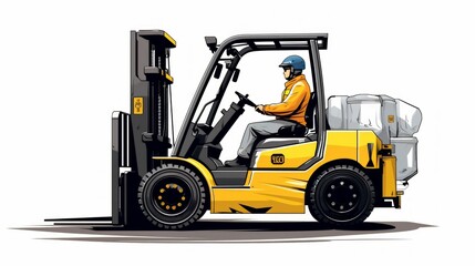 Fototapeta na wymiar Illustration of a Worker Operating a Forklift. Generative ai