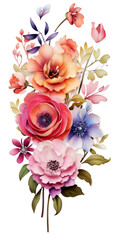 3d cartoon watercolor floral composition 