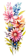 Fototapeta na wymiar 3d cartoon watercolor floral composition 