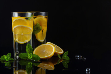 glass of water with lemon