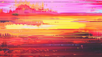 Colorful Distorted Stripes, Abstract Glitch Art