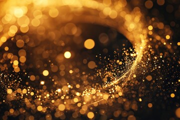 Gold sparkling light circle with shimmering particles with glare flare effect, glitter trail confetti shine sparks Gold Golden glowing , Ai generated - obrazy, fototapety, plakaty