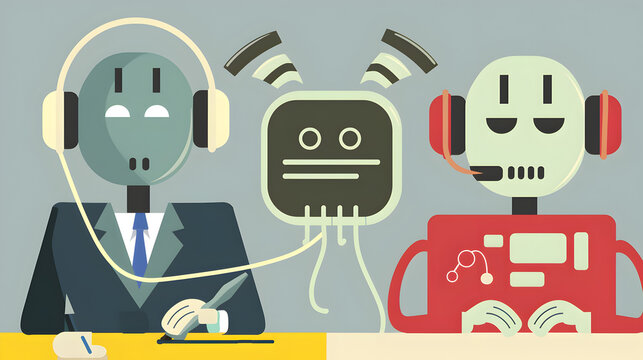 A customer service representative using chatbots to handle common inquiries.ç


