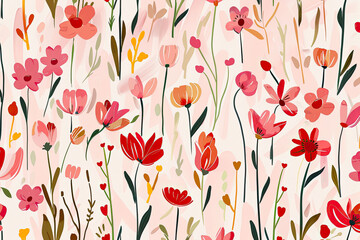 cozy spring flowers meadow warm mood background - obrazy, fototapety, plakaty