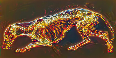 Canine Degenerative Myelopathy: The Hind Limb Weakness and Dragging - Visualize a dog with highlighted spinal cord showing degeneration, experiencing hind limb weakness and dragging