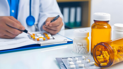 A pharmaceutical researcher using AI algorithms to analyze drug interactions.


