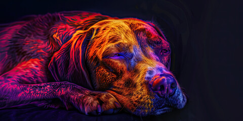 Canine Addison's Disease: The Weakness and Vomiting - Visualize a dog with highlighted adrenal glands showing dysfunction, experiencing weakness and vomiting - obrazy, fototapety, plakaty
