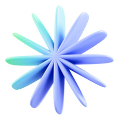 Abstract blue and turquoise 3D star on transparent background