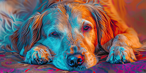 Canine Addison's Disease: The Weakness and Vomiting - Visualize a dog with highlighted adrenal glands showing dysfunction, experiencing weakness and vomiting