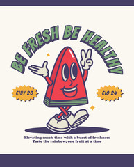 watermelon retro character illustration