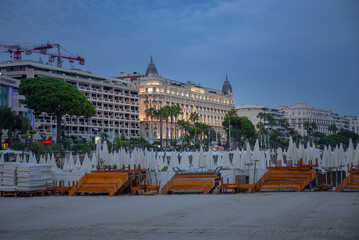 The publlic beach in the evening - Cannes, France