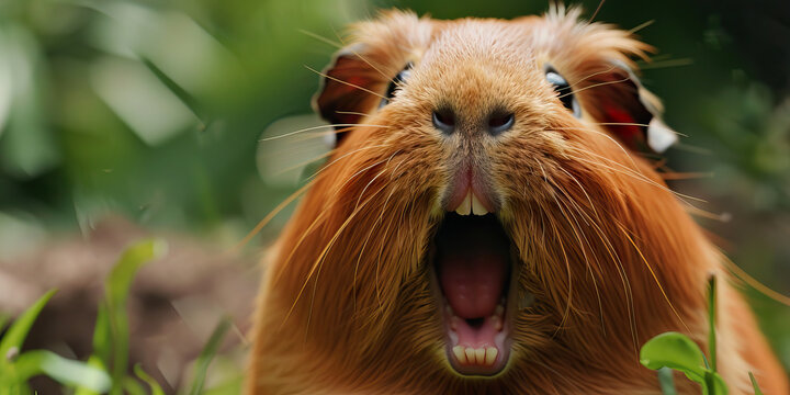 Guinea Pig Dental Overgrowth: The Drooling and Weight Loss - Picture a guinea pig with highlighted teeth showing overgrowth, experiencing drooling and weight loss