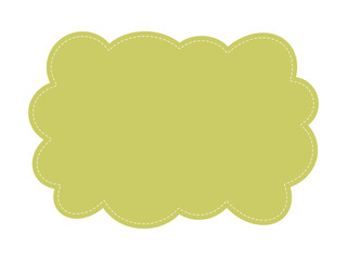 Cute frame playful design for fun web social media or print. Cartoon banner or label background cloud shape. Children empty frame with dashed border. Vector element for kids. Bright green color.