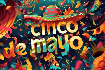 Fotobehang illustration with text to commemorate a mexican cinco de mayo © cristian