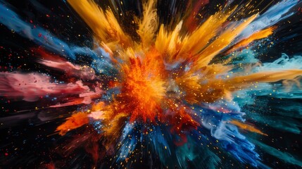 colorful powder explosion on black background ,Generative AI - obrazy, fototapety, plakaty