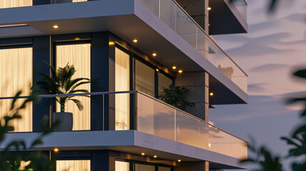 Fototapeta premium Twilight Residence: Urban Serenity Captured. Generative AI