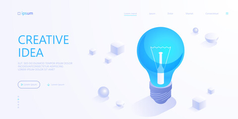 Electrical light bulb icon. Creative idea, insight, inspiration and imagination, successful business innovation concept. Isometric vector illustration for visualization of business presentation - 790981721