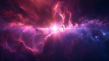 Celestial Harmony An artistic representation of a pink cloud and a shining star in perfect harmony in the vastness of space, conveying a sense of peace and tranquility 8K , high-resolution, ultra HD,u