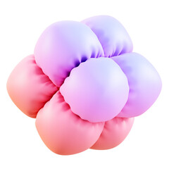 Abstract pink and purple 3D cluster on transparent background