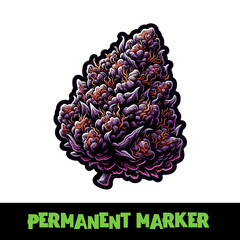 Vector Illustrated Permanent Marker Cannabis Bud Strain Cartoon
