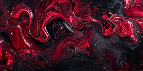 Swirling Scarlet Red and Jet Black Abstract Pattern Art - Dan 33b1c959-4bbe-4eec