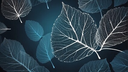 Skeleton Leaf Frame in Abstract Background