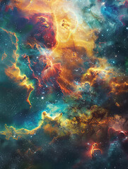 Fototapeta na wymiar Psychedelic Explosion Cosmic Nebula Poster