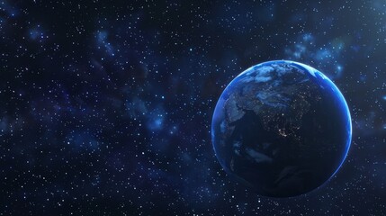 Obraz premium The blue earth in the starry sky