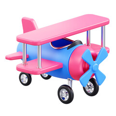 Colorful 3D toy airplane on a transparent background