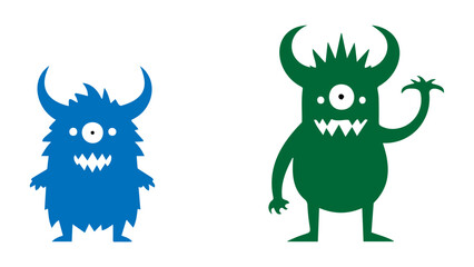 vector two monsters, cartoon illustration